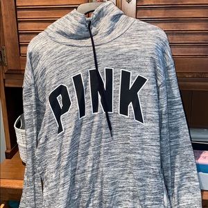 Grey turtle neck PINK sweatshirt.